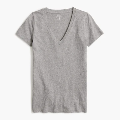 Short-sleeve vintage cotton V-neck tee