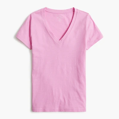 Short-sleeve vintage cotton V-neck tee