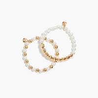 Girls' gold heart and pearl bracelets set-of-two
