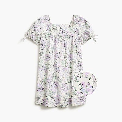 Girls' floral puff-sleeve dress