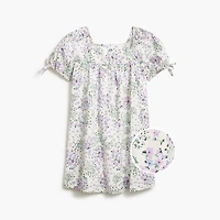 Girls' floral puff-sleeve dress