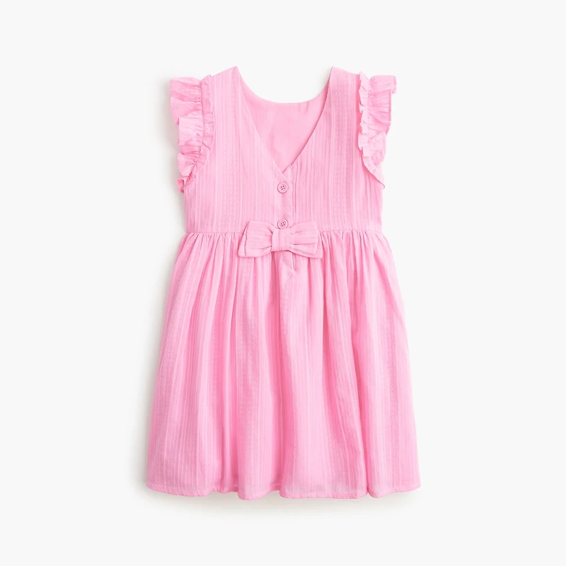 Girls' ruffle-sleeve bow-back dress