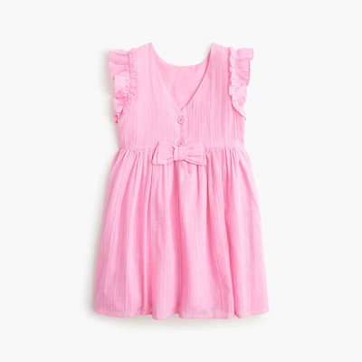 Girls' ruffle-sleeve bow-back dress