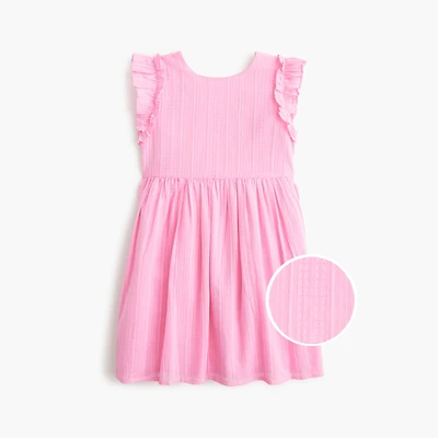 Girls' ruffle-sleeve bow-back dress