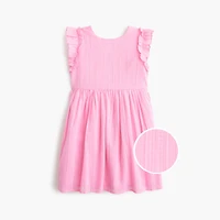 Girls' ruffle-sleeve bow-back dress