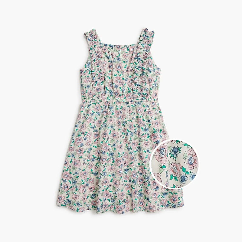 Girls' floral ruffle-strap dress