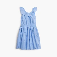 Girls' ruffleneck eyelet dress