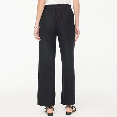 Petite linen-blend slim wide-leg drawstring pant