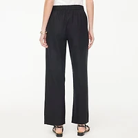 Petite linen-blend slim wide-leg drawstring pant