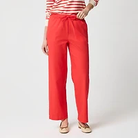 Linen-blend slim wide-leg drawstring pant