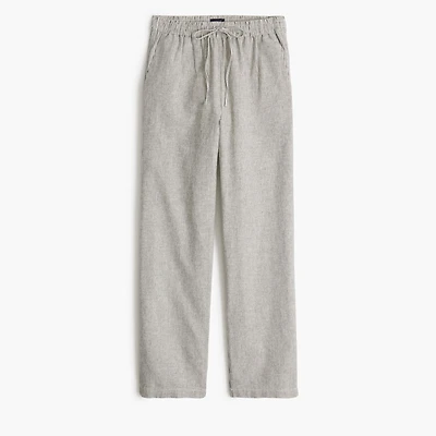 Linen-blend slim wide-leg drawstring pant