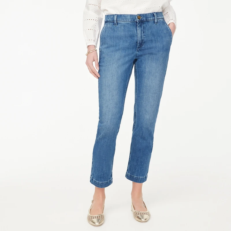 Lightweight cropped denim chino pant