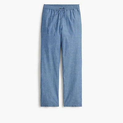 Petite chambray slim wide-leg drawstring pant