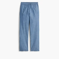Petite chambray slim wide-leg drawstring pant