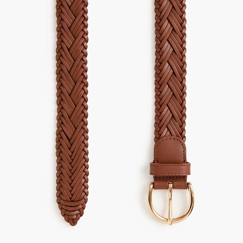 Woven leather belt