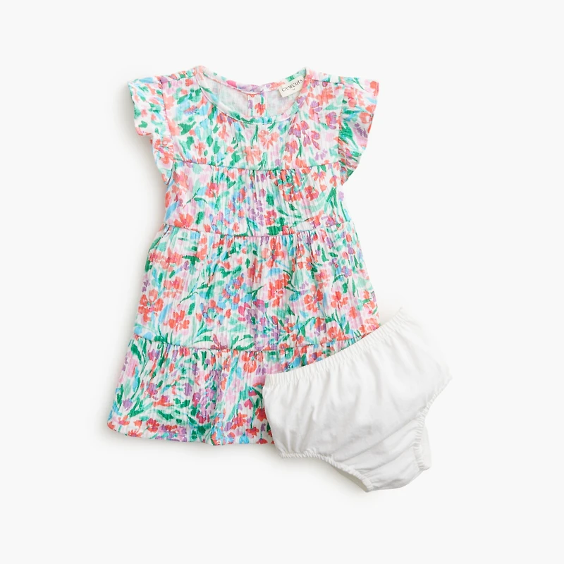 Baby & toddler girls' crinkle-knit ruffle dress