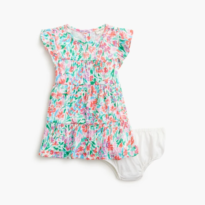 Baby & toddler girls' crinkle-knit ruffle dress