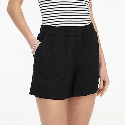 Linen-blend pull-on short