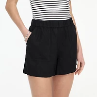 Linen-blend pull-on short