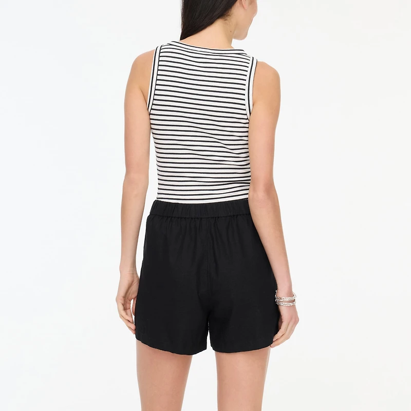 Linen-blend pull-on short