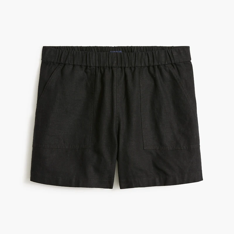 Linen-blend pull-on short