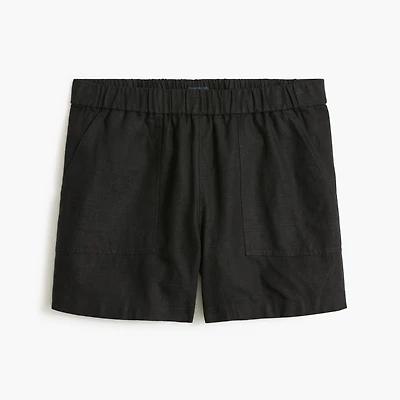 Linen-blend pull-on short