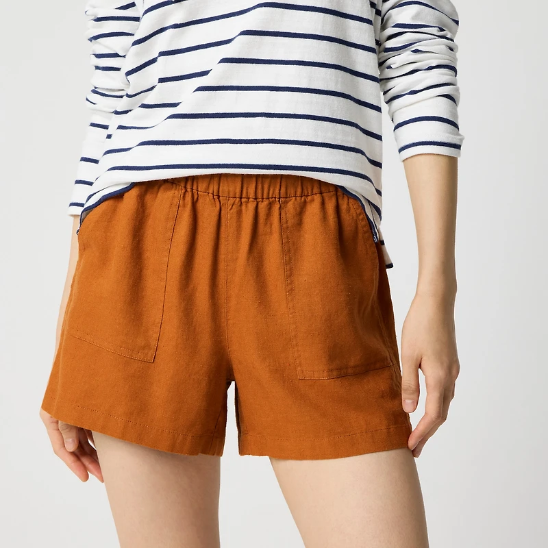 Linen-blend pull-on short