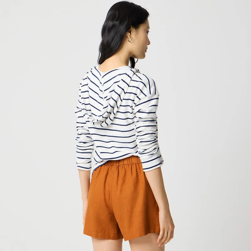 Linen-blend pull-on short