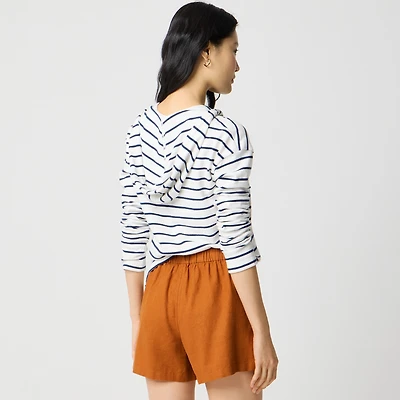 Linen-blend pull-on short