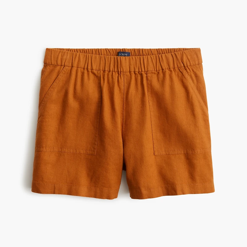 Linen-blend pull-on short