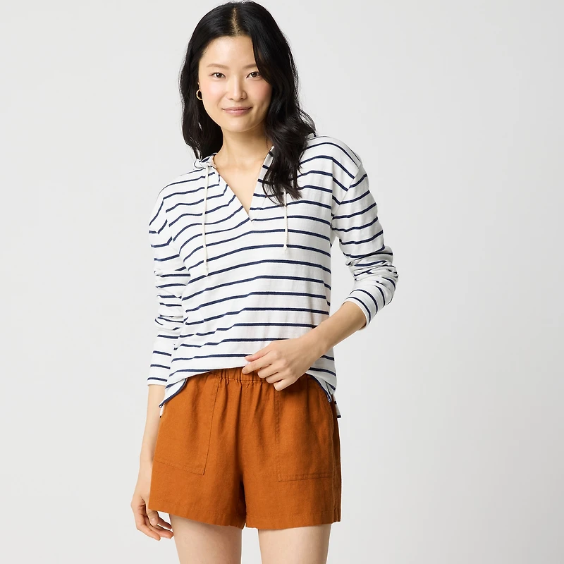 Linen-blend pull-on short