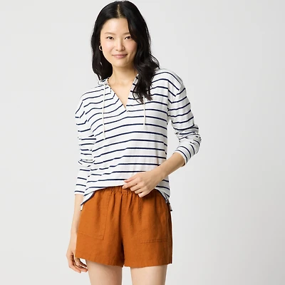 Linen-blend pull-on short