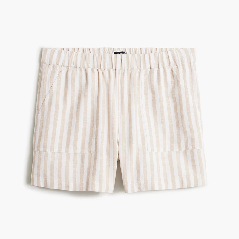 Linen-blend pull-on short