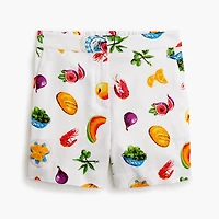 Linen-blend elastic-back short