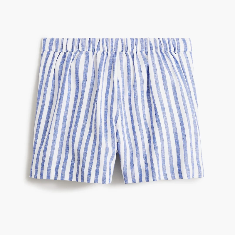 Linen-blend elastic-back short