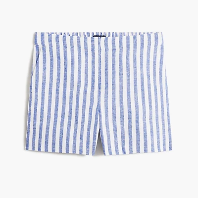 Linen-blend elastic-back short