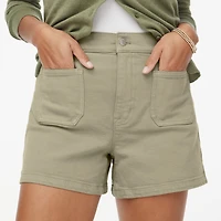 Garment-dyed patch-pocket denim short