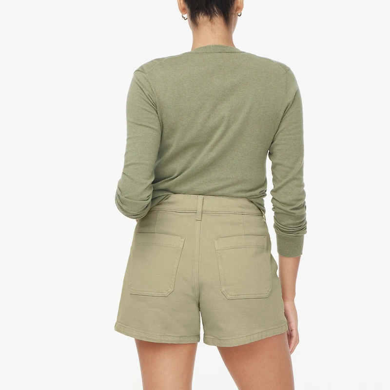 Garment-dyed patch-pocket denim short