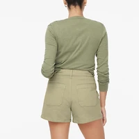 Garment-dyed patch-pocket denim short