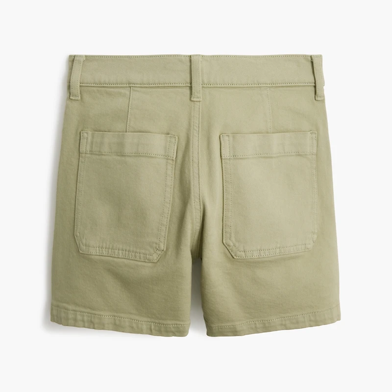 Garment-dyed patch-pocket denim short