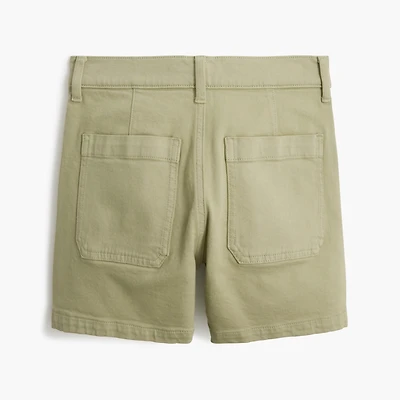 Garment-dyed patch-pocket denim short