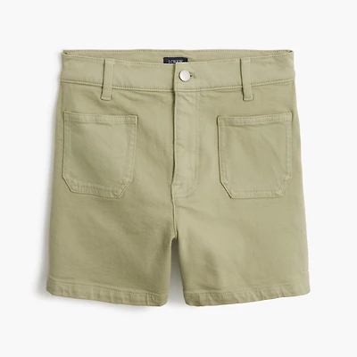 Garment-dyed patch-pocket denim short