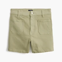 Garment-dyed patch-pocket denim short