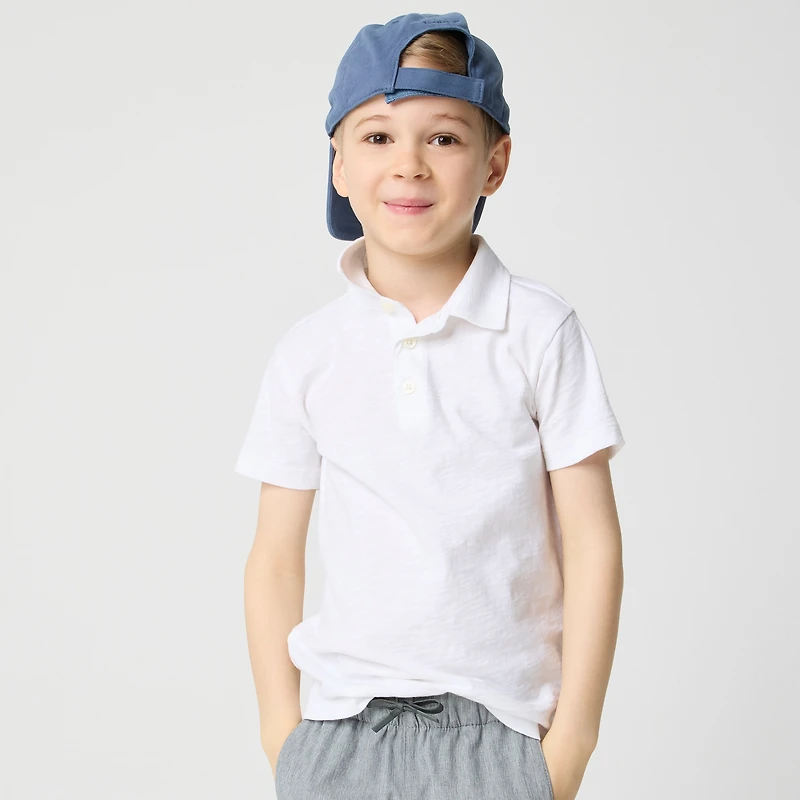 Boys' short-sleeve slub cotton jersey polo