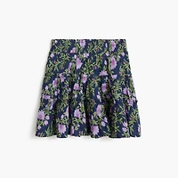 Girls' floral tiered smocked skirt
