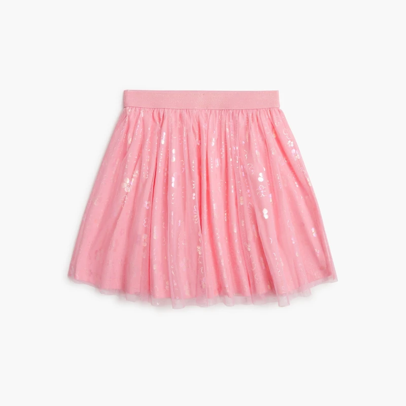 Girls' flower-print tulle skirt