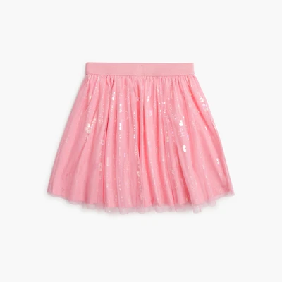 Girls' flower-print tulle skirt