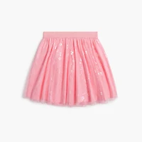 Girls' flower-print tulle skirt