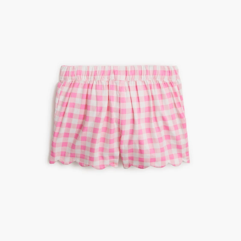 Girls' gingham scallop-hem short