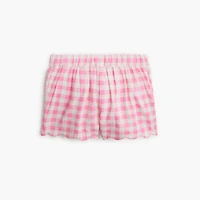 Girls' gingham scallop-hem short